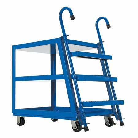 VESTIL Blue Steel Stock Picker 3 Shelf 28" x 48" Poly/Steel 1000lb Capacity SPS3-2848-5PU